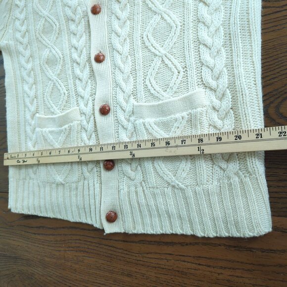 Vintage Clansman Cream Cardigan L English Sport Shops Bermuda Wool Cable Knit - Picture 12 of 14
